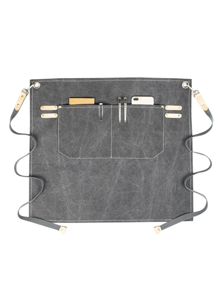 HKM-791315 Customizable Canvas Half Apron for Baking, Cooking, and Barbecue – Multiple Colors Available