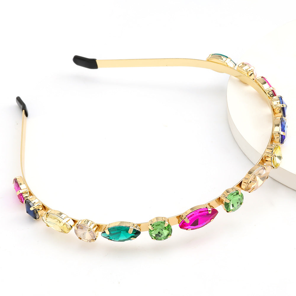 HKM-355219 Elegant Double Alloy Inlaid Drill Women's Headband for Special Occasions