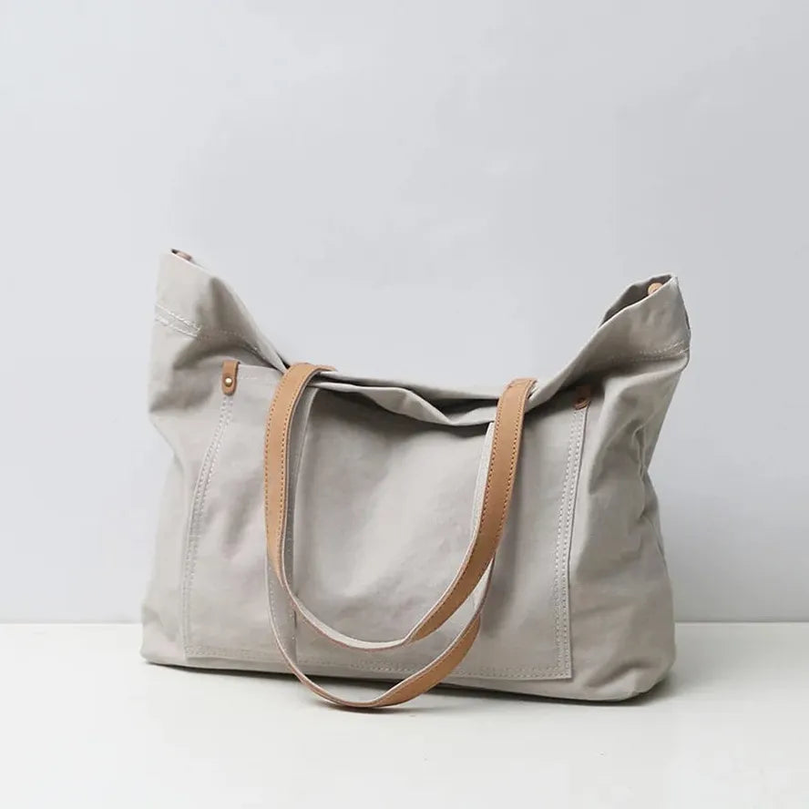 KTX-512787 Large Capacity Canvas Tote Bag for Women - Casual Shoulder Handbag