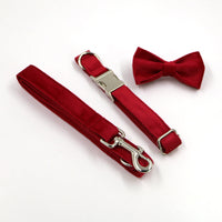 HKM-360275 Plaid Dog Collar with Bow Tie Set in Engraved Velvet - Adjustable Sizes XS to XL
