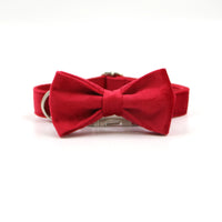 HKM-360275 Plaid Dog Collar with Bow Tie Set in Engraved Velvet - Adjustable Sizes XS to XL