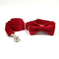 HKM-360275 Plaid Dog Collar with Bow Tie Set in Engraved Velvet - Adjustable Sizes XS to XL