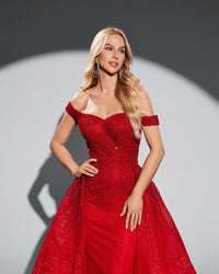 HKM-513427 Elegant Red Evening Dress for Women - Style EZ25076
