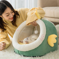 HKM-152275 Animal-Shaped Cat Litter Bed, Semi-Enclosed Design for Warmth in Autumn and Winter