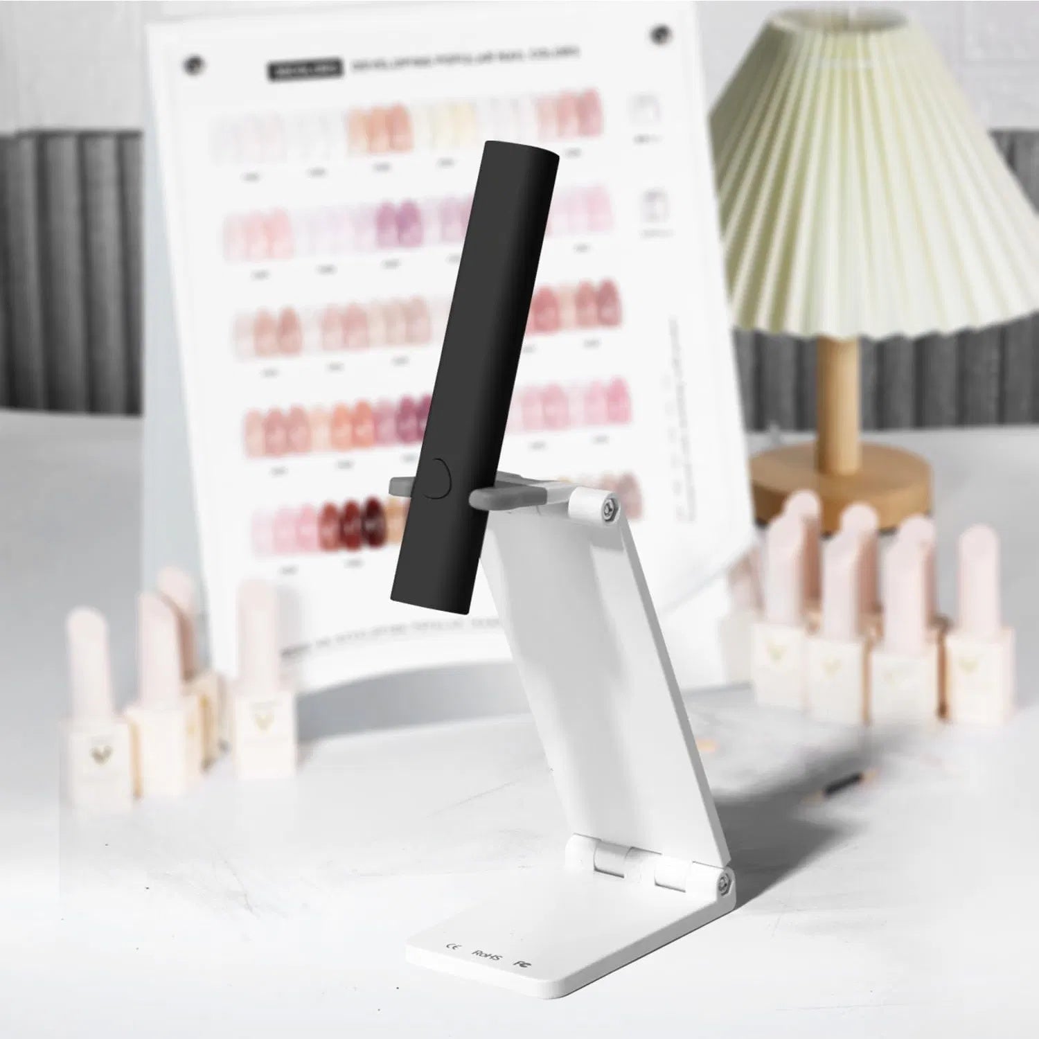 HKM-888467 Portable Mini UV LED Nail Lamp with Adjustable Stand - Rechargeable, 2 Timer Modes for Fast Drying Gel Nails