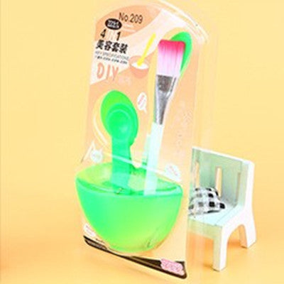 HKM-233043 4-Piece Mask Tool Set with Bowl and Stick - Plastic Beauty Brush in Assorted Colors