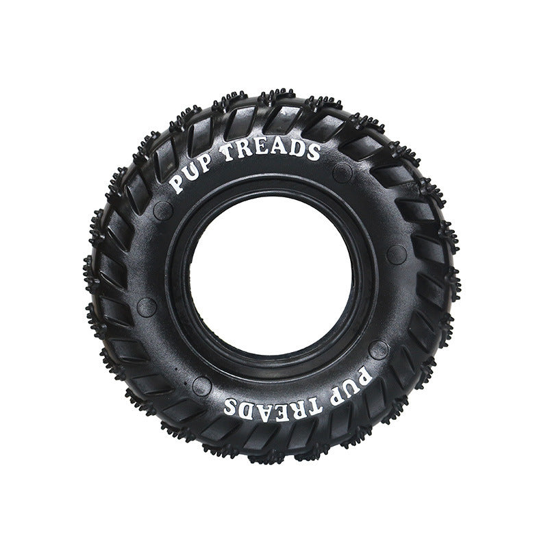 HKM-667859 Durable Rubber Tire Dog Toy for Chewing and Dental Care - 15.5cm Diameter