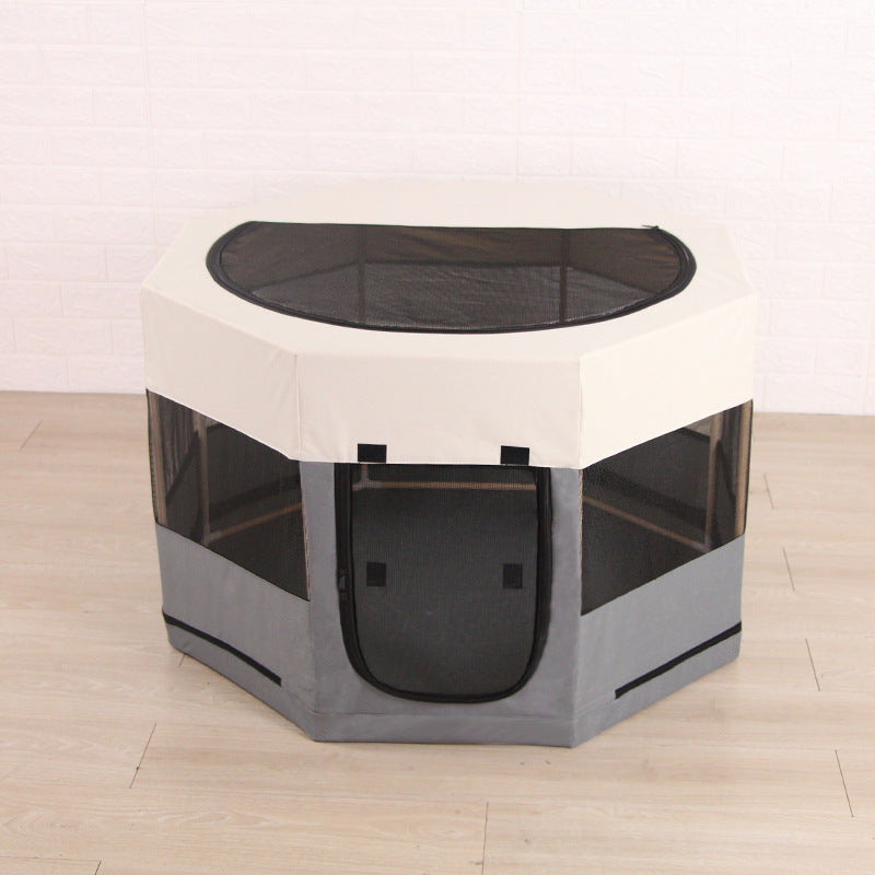 HKM-151123 Solid Wood Frame Octagonal Cat Kennel, Waterproof 600D Oxford Cloth with Scratch Resistance