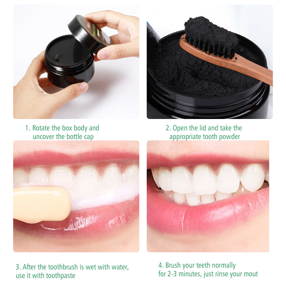 HKM-552467 Bamboo Charcoal Tooth Powder - 30g Food Grade Activated Coconut Shell Charcoal for Whitening and Descaling