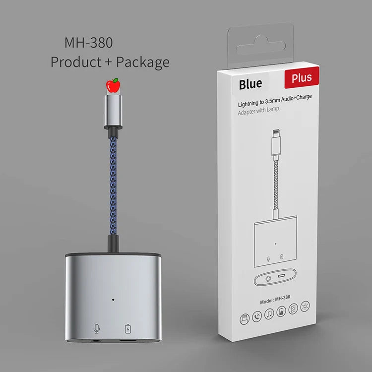 KTX-850515 8pin to 3.5mm Audio Aux Headphone and Charger Adapter, Compatible with Multiple Devices