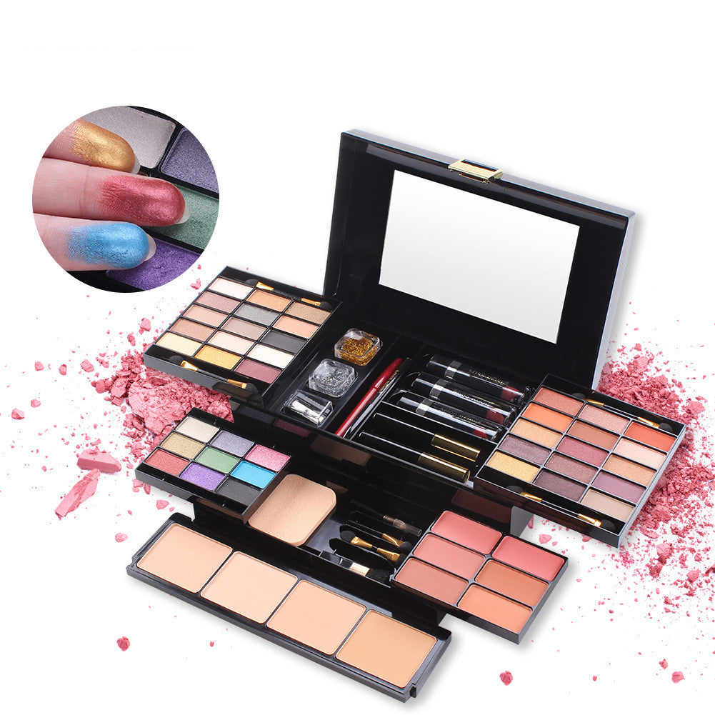 HKM-746771 Matte Eyeshadow Cosmetic Case with Multi-Function Makeup Tray for Diverse Skin Tones