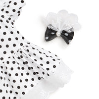 HKM-248019 Polka Dot Dress for Dogs with Matching Headband - Black and White or Red and White Options Available