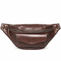 HKM-058451 Men's Genuine Leather Chest Bag in Heavyweight Waxed Canvas - Crossbody Fanny Pack with Large Capacity