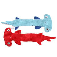 HKM-402259 Hammerhead Shark Shaped Sound Making Toy for Dogs - Durable Polyester Material in Red and Blue