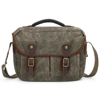 HKM-810963 Waterproof Large Capacity Oil Wax Canvas SLR Camera Messenger Bag
