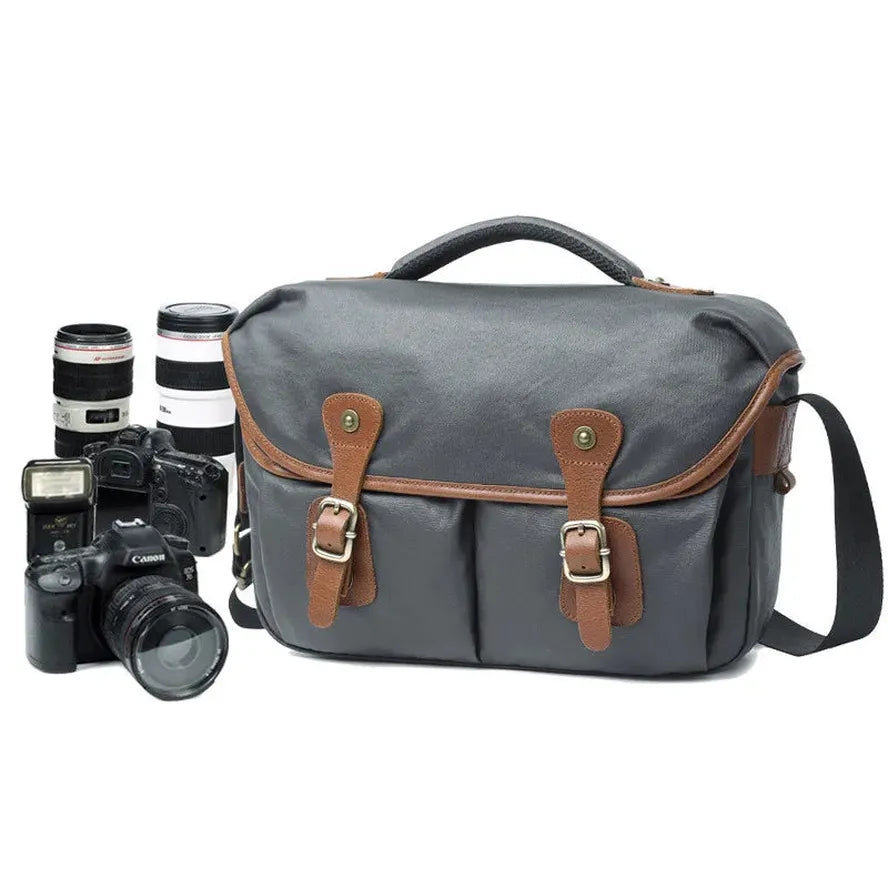 KTX-810963 Waterproof Large Capacity Oil Wax Canvas SLR Camera Messenger Bag