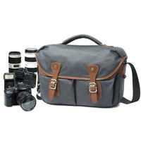 HKM-810963 Waterproof Large Capacity Oil Wax Canvas SLR Camera Messenger Bag