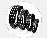 HKM-274003 Cowhide Diamond Point Dog Collar with Alloy Buckle - Anti-Bite Neckband in Black and Red-Brown