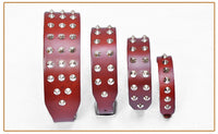 HKM-274003 Cowhide Diamond Point Dog Collar with Alloy Buckle - Anti-Bite Neckband in Black and Red-Brown