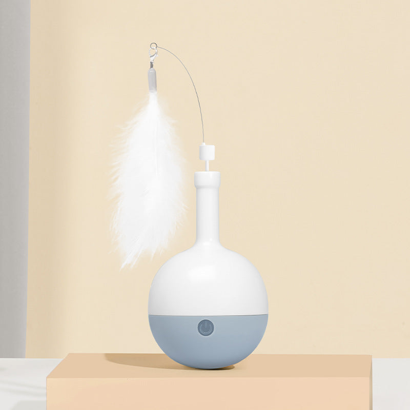 HKM-712147 Interactive Roly-Poly Cat Feather Toy - Ultra Quiet Random Movement, Rechargeable with Auto Timer, Perfect for Indoor Cats