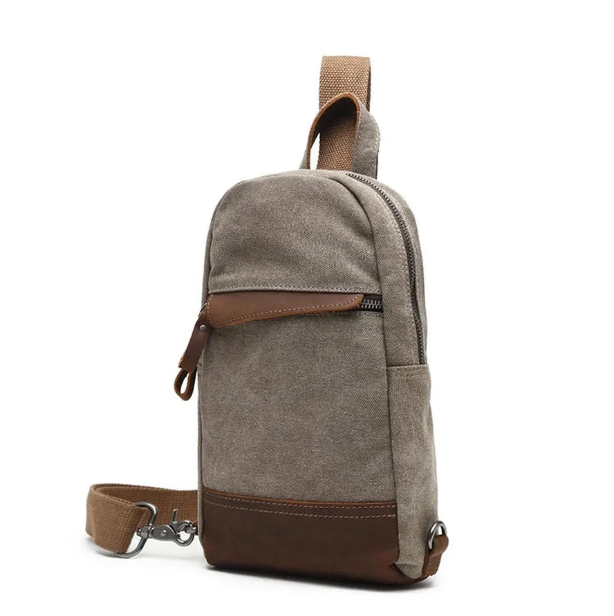 HKM-812115 Retro Men's Multifunctional Canvas Messenger Bag - Durable Waxed Cotton with Leather Accents, Waterproof Design, Large Capacity