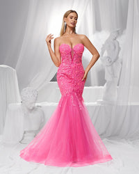 HKM-550803 Elegant Rose Pink Evening Dress for Women - Style EZ25189