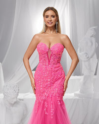 HKM-550803 Elegant Rose Pink Evening Dress for Women - Style EZ25189