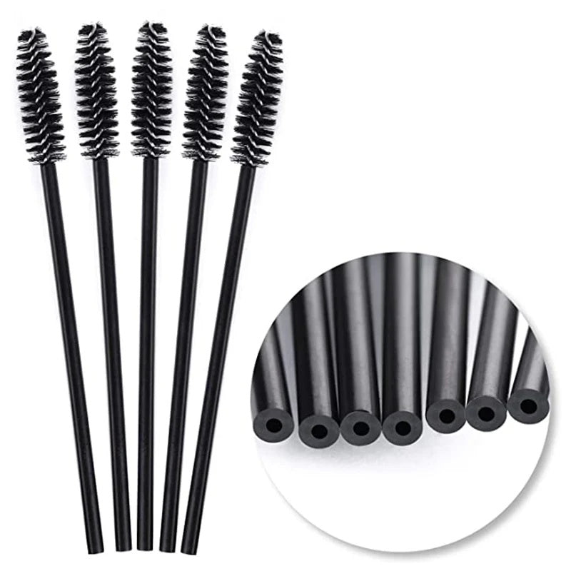 HKM-775251 50 Pcs Disposable Eyelash and Eyebrow Brushes with Soft Applicator Spoolies for Makeup Application