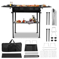 HKM-402259 Rectangular Black Iron Barbecue Grill - 20.3x33x69.8cm