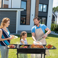 HKM-402259 Rectangular Black Iron Barbecue Grill - 20.3x33x69.8cm