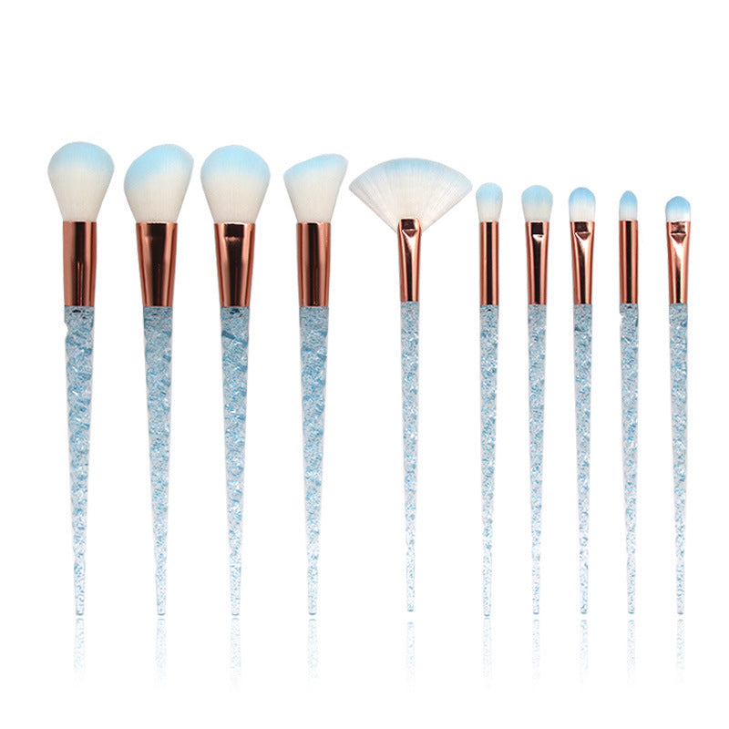 HKM-806867 Colorful 10-Piece Spiral Makeup Brush Set with Man-Made Fiber and Plastic Handles