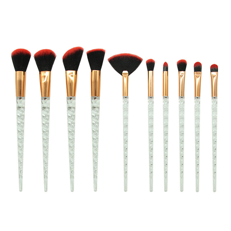 HKM-806867 Colorful 10-Piece Spiral Makeup Brush Set with Man-Made Fiber and Plastic Handles