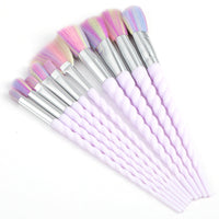 HKM-806867 Colorful 10-Piece Spiral Makeup Brush Set with Man-Made Fiber and Plastic Handles
