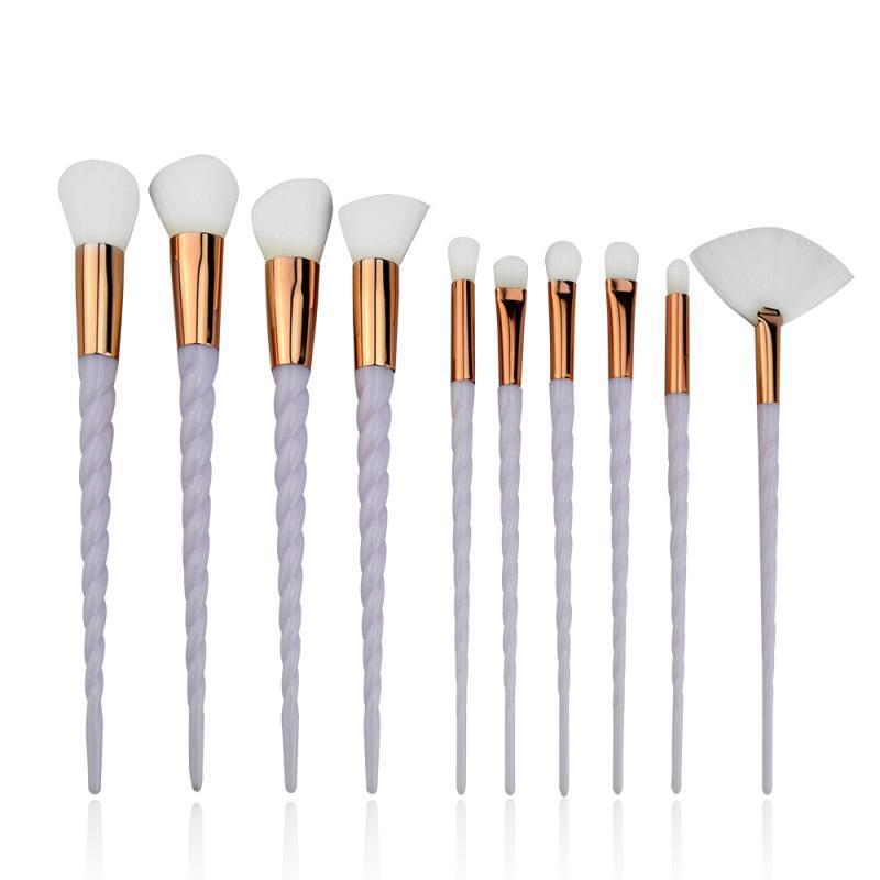 HKM-806867 Colorful 10-Piece Spiral Makeup Brush Set with Man-Made Fiber and Plastic Handles