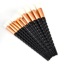 HKM-806867 Colorful 10-Piece Spiral Makeup Brush Set with Man-Made Fiber and Plastic Handles