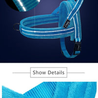 HKM-614355 No Pull Padded Leather Dog Harness with Adjustable Leash for Large Dogs - Available in Multiple Colors