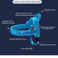 HKM-614355 No Pull Padded Leather Dog Harness with Adjustable Leash for Large Dogs - Available in Multiple Colors