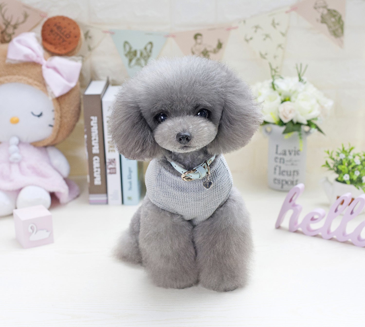 HKM-113491 Breathable Cotton Dog Vest in Solid Color - Casual Style for All Genders