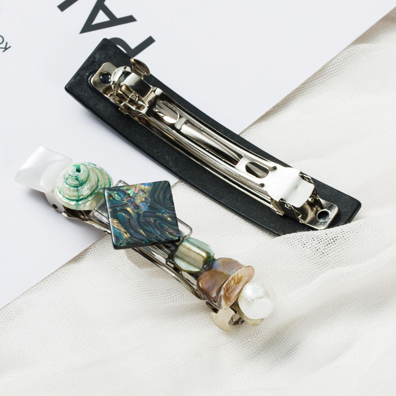 HKM-426515 Starry Sky Acrylic Hairpin Set for Women, Geometric Design, Colorful Texture Hair Accessories