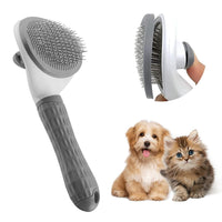HKM-969235 Cat Deshedding Brush with Release Button for Easy Fur Removal - Gentle Grooming Tool for Long and Short Hair Cats