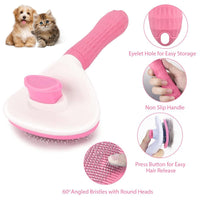 HKM-969235 Cat Deshedding Brush with Release Button for Easy Fur Removal - Gentle Grooming Tool for Long and Short Hair Cats