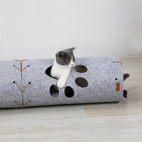 HKM-969683 Splicable Folding Cat Tunnel Toy - Durable Felt Cloth, Gray & Green, 79x45cm
