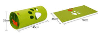 HKM-969683 Splicable Folding Cat Tunnel Toy - Durable Felt Cloth, Gray & Green, 79x45cm
