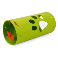 HKM-969683 Splicable Folding Cat Tunnel Toy - Durable Felt Cloth, Gray & Green, 79x45cm
