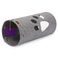 HKM-969683 Splicable Folding Cat Tunnel Toy - Durable Felt Cloth, Gray & Green, 79x45cm