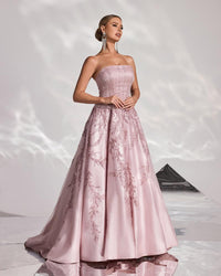 HKM-891987 Elegant Pink Evening Gown for Women - Stylish Formal Dress for Special Occasions