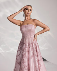 HKM-891987 Elegant Pink Evening Gown for Women - Stylish Formal Dress for Special Occasions