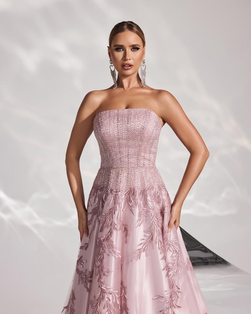 HKM-891987 Elegant Pink Evening Gown for Women - Stylish Formal Dress for Special Occasions