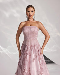 HKM-891987 Elegant Pink Evening Gown for Women - Stylish Formal Dress for Special Occasions