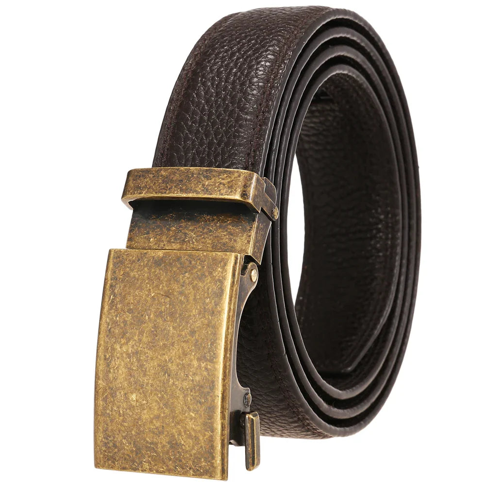 HKM-971347 Genuine Leather Colourful Automatic Buckle Belt - Model LY33-21600-5